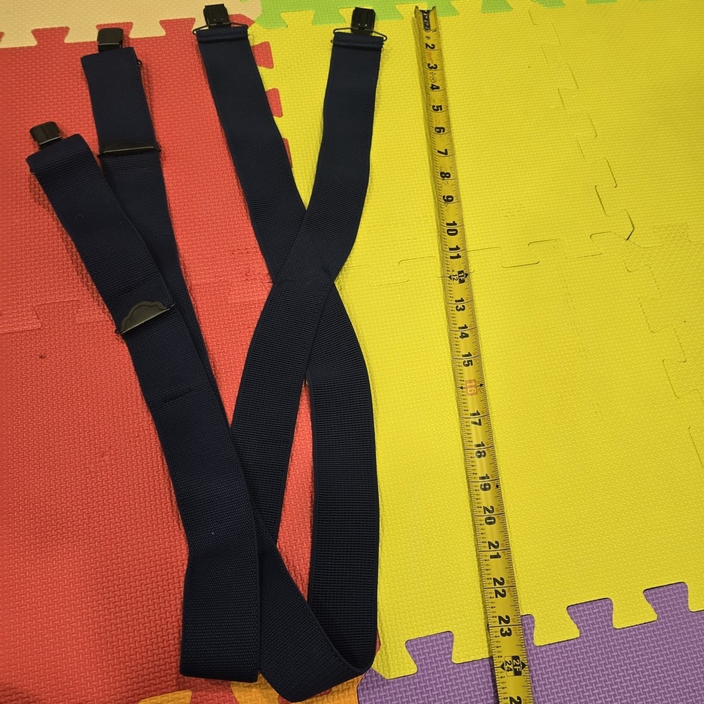 Vintage Navy Blue Men's Suspenders - X-Back Style - Heavy Duty 2" Wide...